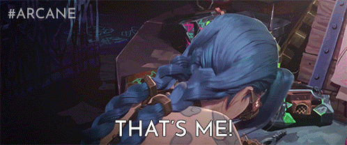 League of Legends karakterlerinden Jinx'in Arcane animasyon filminden bir kare.